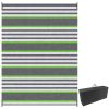 9' x 12' RV Outdoor Rugs, Green & Gray Striped Carpet with Carrying Bag for Camping