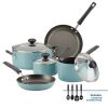 12 Pcs Nonstick Cookware Set with Cooking Tools, Dishwasher Safe, Aqua