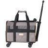 Cat Carrier with Wheels, Airline Approved Rolling Pet Carrier with Telescopic Handle and Shoulder Strap, Dog Carrier with Wheels for Pets under 22 lbs