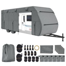 Travel Trailer Cover, 28-31 ft RV Cover, Top 300D Oxford Fabric Camper Cover, Waterproof, Windproof and Rip-Stop Class A RV Cover, with Storage Bag