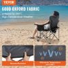 Camping Folding Chair for Adults, Portable Heavy Duty Outdoor Quad Lumbar Back Padded Arm Chairs with Side Pockets