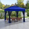 11 x 11 Pop-Up Canopy Gazebo Outdoor Patio Event Tent with Zipper Netting,Carry Bag, UV Protection for Backyard & Garden, Blue