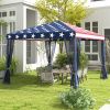 Patriotic Pop-Up: 10x10' American Flag Canopy with Mesh Sidewalls for Outdoor Events
