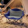 Padded Folding Camp Chair for Adults, Double Camping Chairwith Armrests, Cup Holders, Carry Bag for Outdoor, Blue