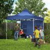 10' x 10' Heavy Duty Pop Up Canopy Tent with Sidewall, UPF50+ Instant Sun Shelter with Storage Pockets, Dark Blue