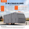 Travel Trailer Cover, 27-30 ft RV Cover, 4-Layer Non-Woven Fabric Camper Cover, Waterproof, Windproof and Rip-Stop Class A RV Cover, with Storage Bag