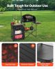 Camping Kitchen Table, Outdoor Camp Cooking Table, Aluminum Portable Cook Station with Storage Cupboard, Carrying Bag, Detachable Windscreen