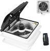 RV Roof Vent Fan 14",Continuously Variable Reversible 12V Remote Control Trailer Roof Vent Low Noise with Rain Sensor,UV Protection