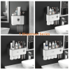 Toothbrush Holders Wall Mounted, Toothbrush Holder with Automatic Toothpaste Dispensers, 6 Brush Slots